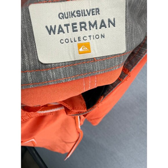 Quiksilver Waterman Board Shorts Red Mens 44 9" Pocket Swim Trunks - Picture 3 of 7
